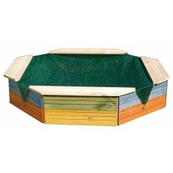 Spatiu de joaca cu nisip colorat Hexagonal  - Lada cu nisip din lemn pentru gradina cu acoperis de protectie WoodyLand